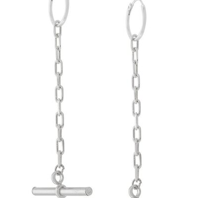 Silver t-bar drop earrings