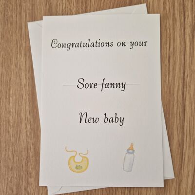 Tarjeta Divertida Rude New Baby - Felicitaciones por su nuevo bebé.