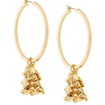 Gold vortex hoop earrings