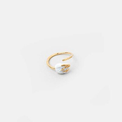 White/Blue Linen Ring