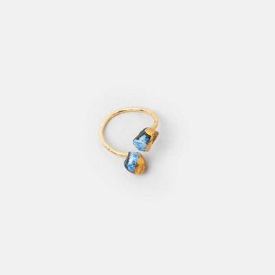 Double Blue Mother of Pearl Ring