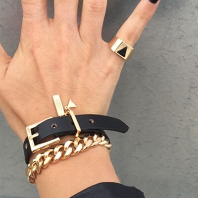 Gold leather chain wrap bracelet/choker (wear both ways)