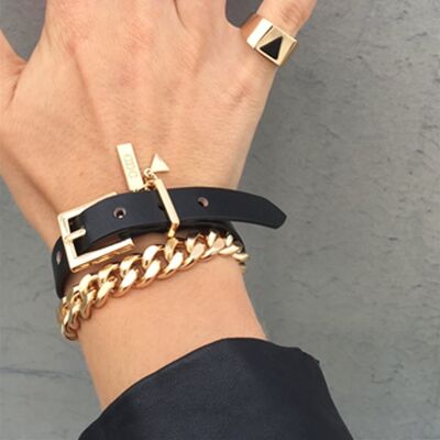Gold leather chain wrap bracelet/choker (wear both ways)