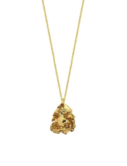 Gold vortex stone short pendant necklace