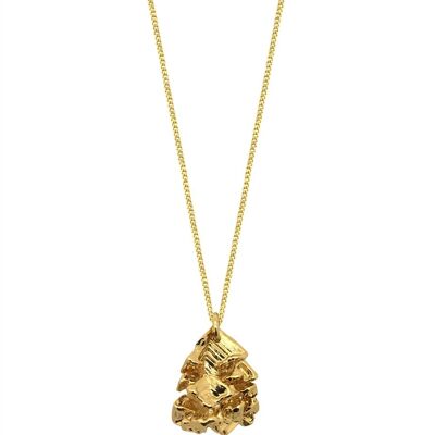 Gold vortex stone short pendant necklace