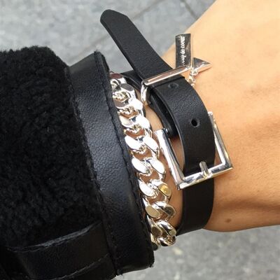 Chain wrap leather bracelet/choker