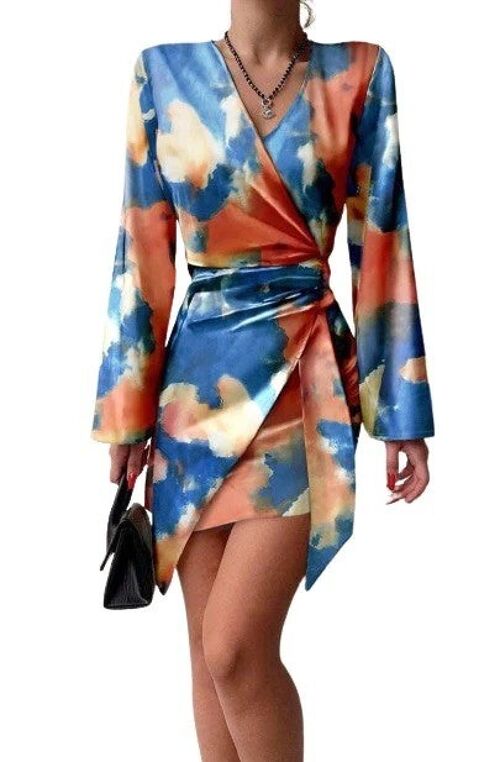 FLEUR CONTRAST 'BLUR' WRAP OVERLAY DRESS