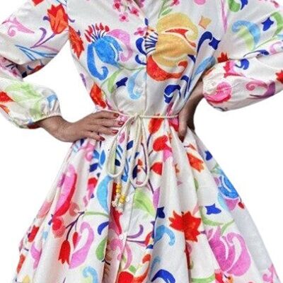 Tahira Floral Belted Shirt Dress