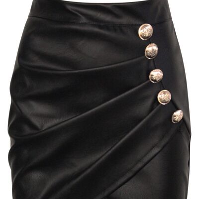 Siobhan Faux Leather Front Wrap Skirt