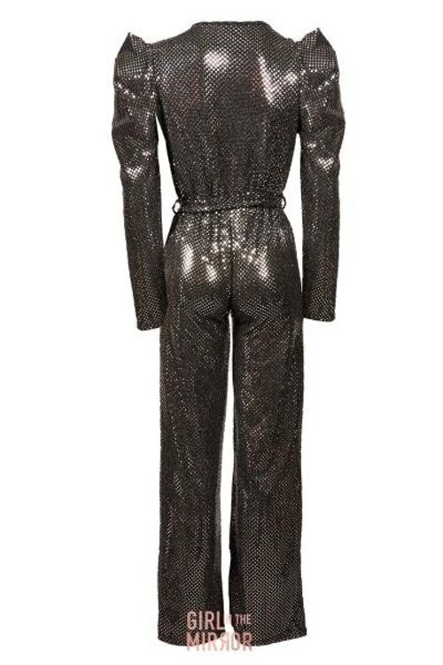 Sequin Puff Shoulder Jumpsuit