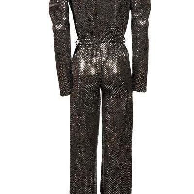 Jumpsuit mit Pailletten und Puffschulter