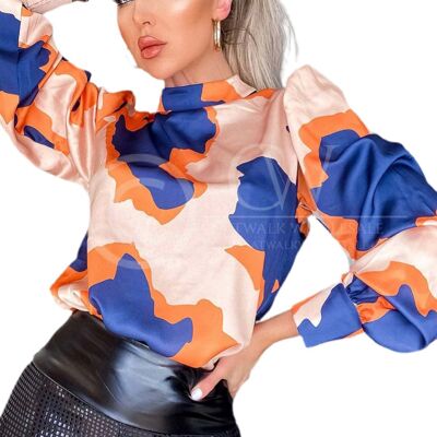 Karmen Patterned Satin Top