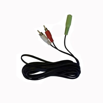 B1-2 Stereo Audio Cable - 3m length 2 x RCA Male to 3.5mm Female - Gaming Chair Accessory