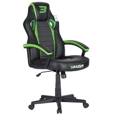 BraZen Salute PC Gaming Chair - Grey - Green