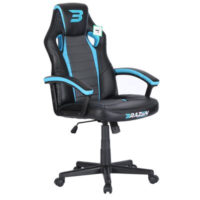 BraZen Salute PC Gaming Chair - Grey - Blue