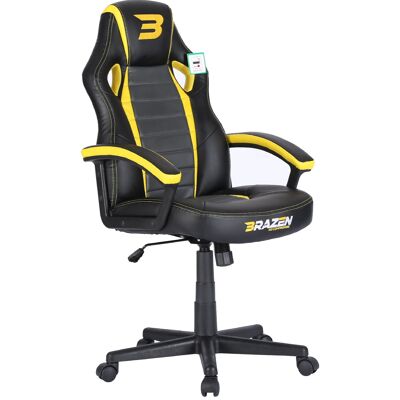 BraZen Salute PC Gaming Chair - Grey - Yellow