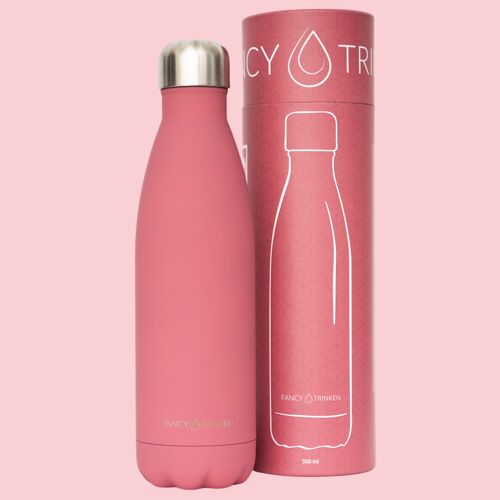 Isolierflasche aus Edelstahl, 500 ml, pink, nur Logo