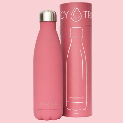 Stainless steel vacuum flask, 500 ml, pink, logo only