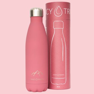 Stainless steel vacuum flask, 500 ml, pink, mountains