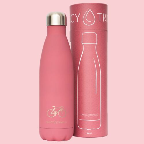 Isolierflasche aus Edelstahl, 500 ml, pink, Fahrrad