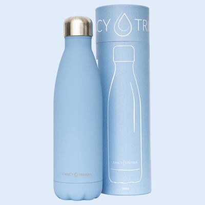 Stainless steel vacuum flask, 500 ml, blue, logo only