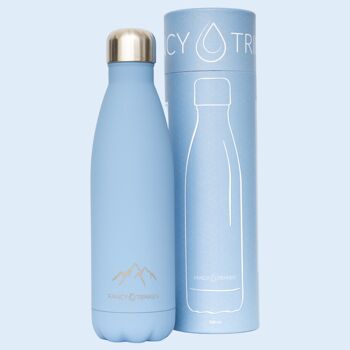 Flacon à vide en acier inoxydable, 500 ml, bleu, montagnes