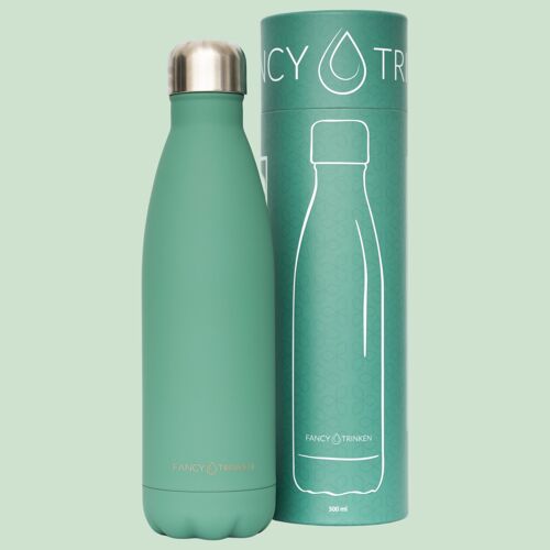 Isolierflasche aus Edelstahl, 500 ml, grün, nur Logo