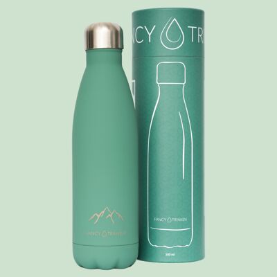 Stainless steel vacuum flask, 500 ml, green, mountains