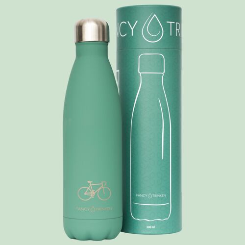 Isolierflasche aus Edelstahl, 500 ml, grün, Fahrrad