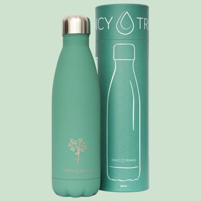 Isolierflasche aus Edelstahl, 500 ml, grün, Yogabaum