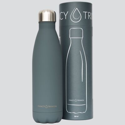 Stainless steel vacuum flask, 500 ml, gray, logo only