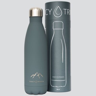 Stainless steel vacuum flask, 500 ml, gray, mountains