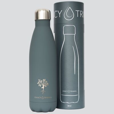 Isolierflasche aus Edelstahl, 500 ml, grau, Yogabaum