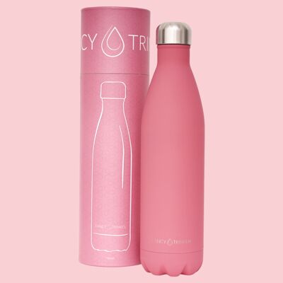 Fiole à vide en acier inoxydable, 750 ml, rose, logo uniquement