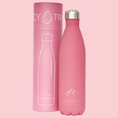 Stainless steel vacuum flask, 750 ml, pink, mountains