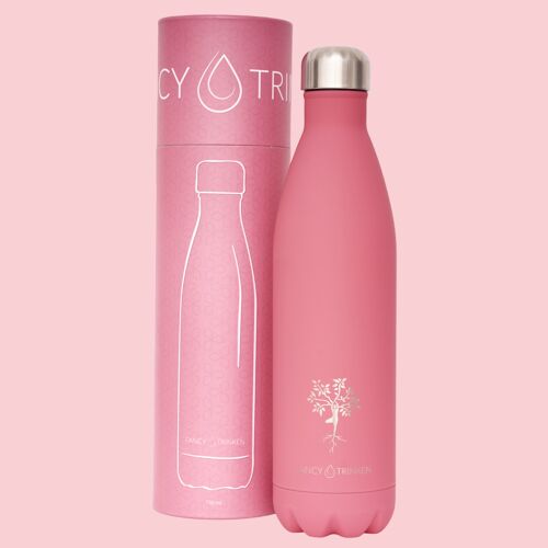 Isolierflasche aus Edelstahl, 750 ml, pink, Yogabaum