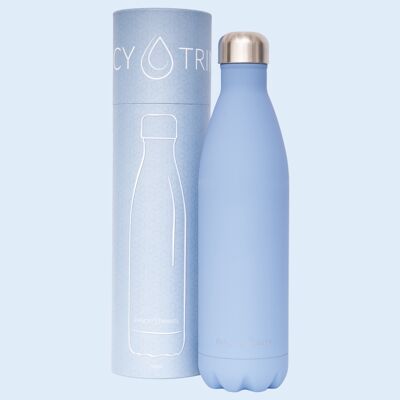 Stainless steel vacuum flask, 750 ml, blue, logo only