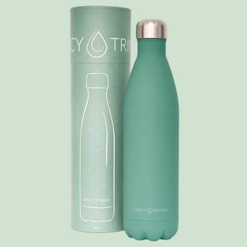 Isolierflasche aus Edelstahl, 750 ml, grün, nur Logo