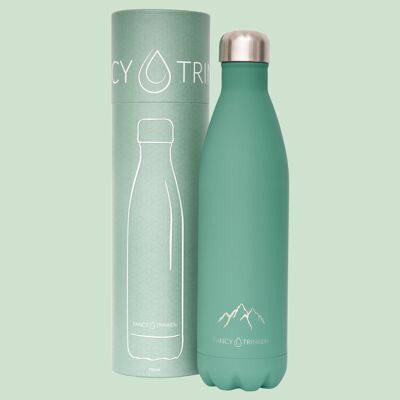 Stainless steel vacuum flask, 750 ml, green, mountains