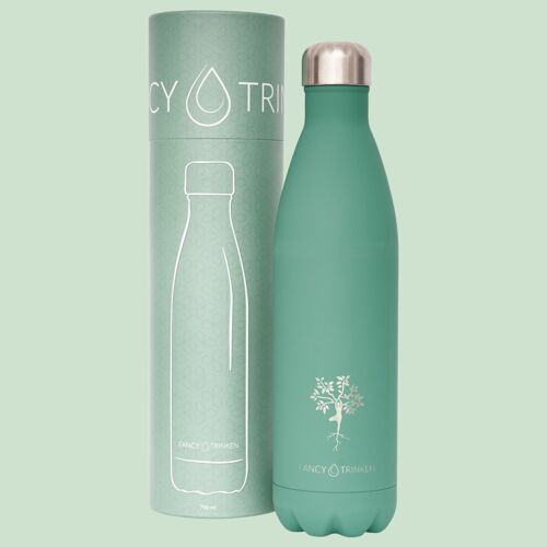 Isolierflasche aus Edelstahl, 750 ml, grün, Yogabaum