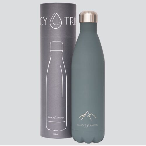 Isolierflasche aus Edelstahl, 750 ml, grau, Berge