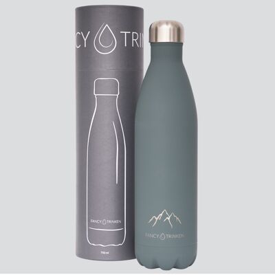 Stainless steel vacuum flask, 750 ml, gray, mountains
