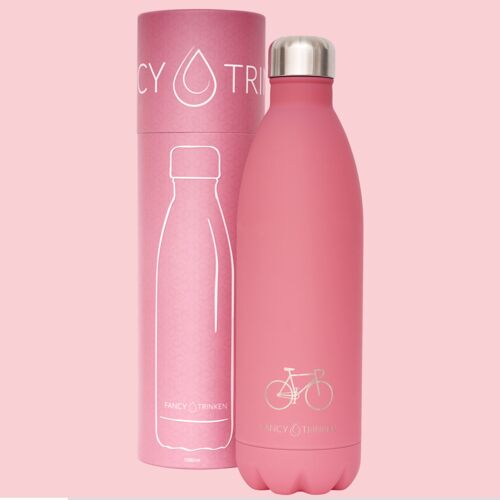 Isolierflasche aus Edelstahl, 1 Liter, pink, Fahrrad