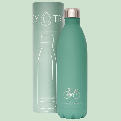 Isolierflasche aus Edelstahl, 1 Liter, grün, Fahrrad