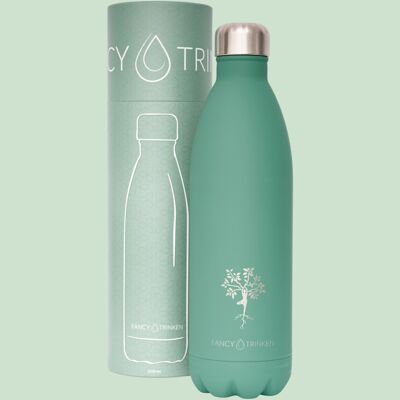 Isolierflasche aus Edelstahl, 1 Liter, grün, Yogabaum