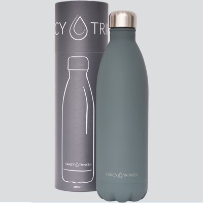 Stainless steel vacuum flask, 1 liter, gray, logo only