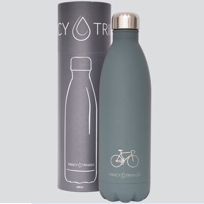 Isolierflasche aus Edelstahl, 1 Liter, grau, Fahrrad