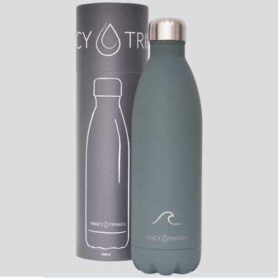 Isolierflasche aus Edelstahl, 1 Liter, grau, Welle