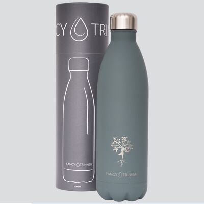 Isolierflasche aus Edelstahl, 1 Liter, grau, Yogabaum