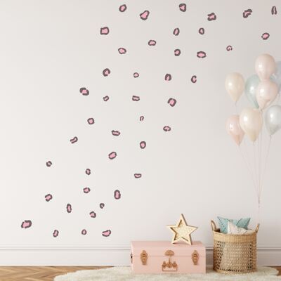 Panther print wall stickers black-pink